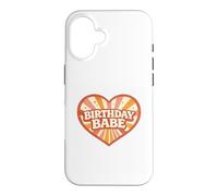 Birthday Babe Retro Groovy Heart Vintage Sunrays Sparkle Case for iPhone 16