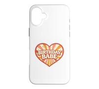 Birthday Babe Retro Groovy Heart Vintage Sunrays Sparkle Case for iPhone 16 Plus