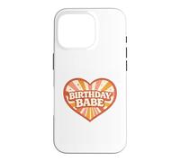 Birthday Babe Retro Groovy Heart Vintage Sunrays Sparkle Case for iPhone 16 Pro
