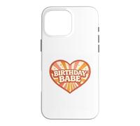 Birthday Babe Retro Groovy Heart Vintage Sunrays Sparkle Case for iPhone 16 Pro Max