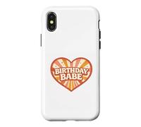 Birthday Babe Retro Groovy Heart Vintage Sunrays Sparkle Case for iPhone X/XS