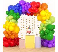 Birthday Balloons 7 Rainbow Colours 112 Pieces, Sizes 18 12 10 5 Inch Latex Balloon, Arch Balloons Partydeco, For Girl Boy Decoration Party Wedding Baby Shower Birthday Decoration