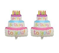 Birthday Balloons Cake Shaped - Set of 2 Three-Tier Foil Balloons for Party Decorations, Reusable & Easy to Inflate, Birthday Party Supplies