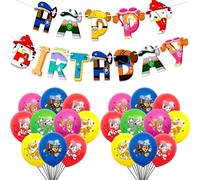 Birthday Balloons, Cartoon birthday party balloon set, 12pcs Balloon, Cute Game Party Balloon, Happy Birthday Banner, baby shower, Balloons For Childs (dog)