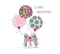 Birthday Balloons Hand-Finished Buttons Birthday Card Embellished Cards for Her BT008