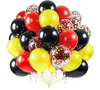 Birthday Balloons, Pack of 100 Balloons, Black, Red, Yellow, 12 Inch Confetti Helium Balloon, Colourful Balloon, for Birthday, Wedding, New Year's Eve, Valentine's Day, Graduation Party Decoration
