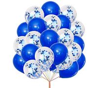Birthday Balloons Set 12 Inch Pearl Metallic Blue Balloons & Confetti Balloons For Wedding Engagement Baby Shower Birthday Party Decorations Pack of 10