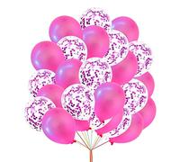 Birthday Balloons Set 12 Inch Pearl Metallic Pink Balloons & Confetti Balloons For Wedding Engagement Baby Shower Birthday Party Decorations Pack of 10