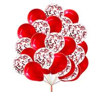 Birthday Balloons Set 12 Inch Pearl Metallic Red Balloons & Confetti Balloons For Wedding Engagement Baby Shower Birthday Party Decorations Pack of 50