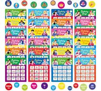 Birthday Bingo Game, 12PCS Bilingual English and Spanish Bingo Board Game, 12 Players Bingo Game Set for Teenager or Adults Birthday Party, Fun Interesting Birthday Activity Favor Decoration Supplies