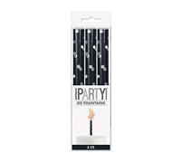 Birthday Black & Silver Glitz Ice Fountains - Vibrant & Sparkling Celebration Candles - Perfect for Cakes & Parties - 3ct