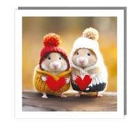 Birthday/Blank Greeting Card For Him/Her - Male/Female - Hamsters with Love Hearts - General Card Suitable for Birthday, Anniversary and Other Occasions - Made in the UK - Eco-Friendly