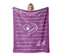 Birthday Blanket Gifts for Sister, Bestie Sentimental Gift Ideas for Thanksgiving Day Christmas Valentines Graduation Soft Purple Blanket with Meaningful Words50"x60" (writing)