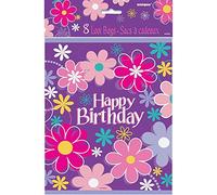 Birthday Blossoms Multicolor Loot Bags (27cm x 19cm) Pack of 8 - Perfect for Celebrations, Party Favors & Gifts