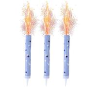 Birthday Blue Glitz Ice Fountains - Vibrant & Sparkling Celebration Candles, Ideal for Christmas Decoration, Birthday Party, Cake Decorations, and Other Special Occasions (3Pcs Blue Fountain)