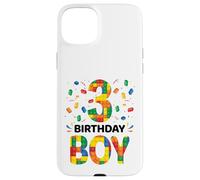 Birthday Boy 3 Year Old 3rd Birthday Block Building Brick Case for iPhone 15 Plus