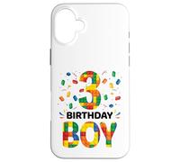 Birthday Boy 3 Year Old 3rd Birthday Block Building Brick Case for iPhone 16 Plus