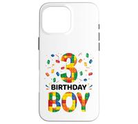Birthday Boy 3 Year Old 3rd Birthday Block Building Brick Case for iPhone 16 Pro Max