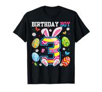 Birthday Boy 3 Years Old 3rd Birthday Bunny Easter Day Kids T-Shirt
