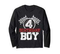 Birthday Boy 4 Four Race Car 4th Birthday Racing Car Driver Long Sleeve T-Shirt