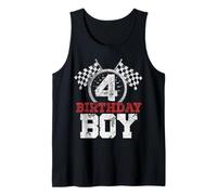 Birthday Boy 4 Four Race Car 4th Birthday Racing Car Driver Tank Top