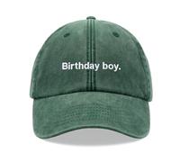 Birthday boy. Baseball Cap Vintage Washed Unisex Dad Hat Low Profile Adjustable Bottle Green