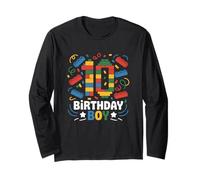 Birthday Boy Building Blocks Brick Theme Party 10th Birthday Long Sleeve T-Shirt