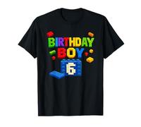 Birthday Boy Building Blocks Brick Theme Party 6th Birthday T-Shirt