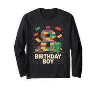 Birthday Boy Building Blocks Brick Theme Party 8th Birthday Long Sleeve T-Shirt