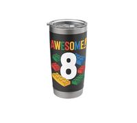 Birthday Boy Building Blocks Brick Theme Party 8th Birthday Stainless Steel Insulated Tumbler