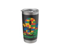 Birthday Boy Building Blocks Brick Theme Party 9th Birthday Stainless Steel Insulated Tumbler
