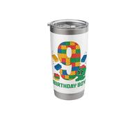 Birthday Boy Building Blocks Brick Theme Party 9th Birthday Stainless Steel Insulated Tumbler