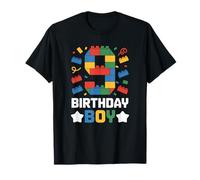 Birthday Boy Building Blocks Brick Theme Party 9th Birthday T-Shirt