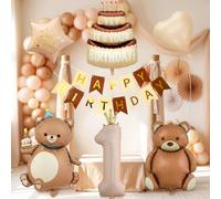 Birthday Boy Decoration Party Balloon Birthday 1 Year Cake Foil Balloon | Birthday Boy Decoration Party Balloon Birthday 1 Year Brown Decorative Bear Daisy Heart Cake Foil Balloon