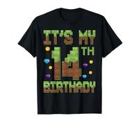 Birthday Boy It's My 14th Birthday 14 Years Old Pixel Gamer T-Shirt