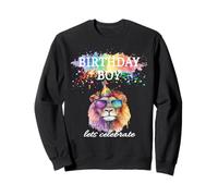 Birthday Boy Lets Celebrate Cool Lion With Sunglasses & Hat Sweatshirt