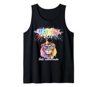 Birthday Boy Lets Celebrate Cool Lion With Sunglasses & Hat Tank Top