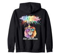 Birthday Boy Lets Celebrate Cool Lion With Sunglasses & Hat Zip Hoodie