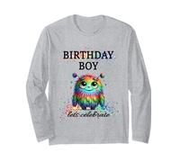Birthday Boy Lets Celebrate Silly Rainbow Monster & Confetti Long Sleeve T-Shirt