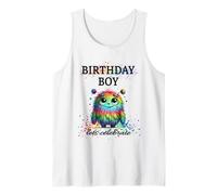 Birthday Boy Lets Celebrate Silly Rainbow Monster & Confetti Tank Top