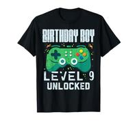 Birthday Boy Level 9 Unlocked Gamer Controller 9th Bday Boys T-Shirt