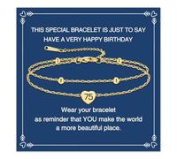 Birthday Bracelet for Women Gold Dainty 13-95th Birthday Gifts for Sister Mom Daughter and Friend Personalized Number Bracelet Jewelry Gifts for Her, Adjustable, Stainless Steel, no gemstone