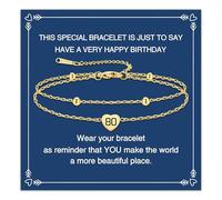 Birthday Bracelet for Women Gold Dainty 13-95th Birthday Gifts for Sister Mom Daughter and Friend Personalized Number Bracelet Jewelry Gifts for Her, Adjustable, Stainless Steel, no gemstone