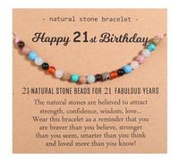 Birthday Bracelet Gifts for Girls Women, Natural Crystals Milestone Bracelets Present with Happy Birthday Card Adjustable Bracelets for Mom Friends Daughter Auntie Granddaughter Niece Sister (21st)