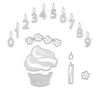 Birthday Cake and Number Cutting Dies Stencil Metal Template Moulds, Embossing Tool for Album Paper Card Making Scrapbooking DIY Etched Dies Craft