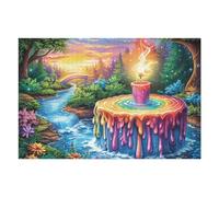 Birthday Cake Candle 1000 Piece Count Premium Jigsaw Puzzle For Adults Teens 14+ Concentration Training Indoor Game Family Game Night 1000 PCS（75x50cm）