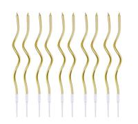 Birthday Cake Candles Gold Spiral Birthday Cake Candles with Holders, Long Twisty Cupcake Candles Topper for Birthday, Wedding, Party & Festival Decorations (12, Gold, one)