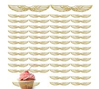 Birthday Cake Decor - Shimmer Wing Gold Cake Decoration - Paper Cupcake Ornament for Pastry Chef Restaurant Food Mousse Pudding Ice Cream Birthday Celebration