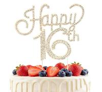 Birthday Cake Decorations 16 Years Happy 16th Birthday Cake Topper for Men and Women Gold Glitter Happy Birthday Cake Decoration Supplies for Birthday Anniversary Party