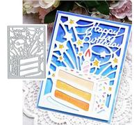 Birthday Cake Frame Square Metal Die Cuts,Cake Candle Star Party Cutting Dies Cut Stencils DIY Scrapbooking Decorative Embossing Paper Scrapbooking Card Making